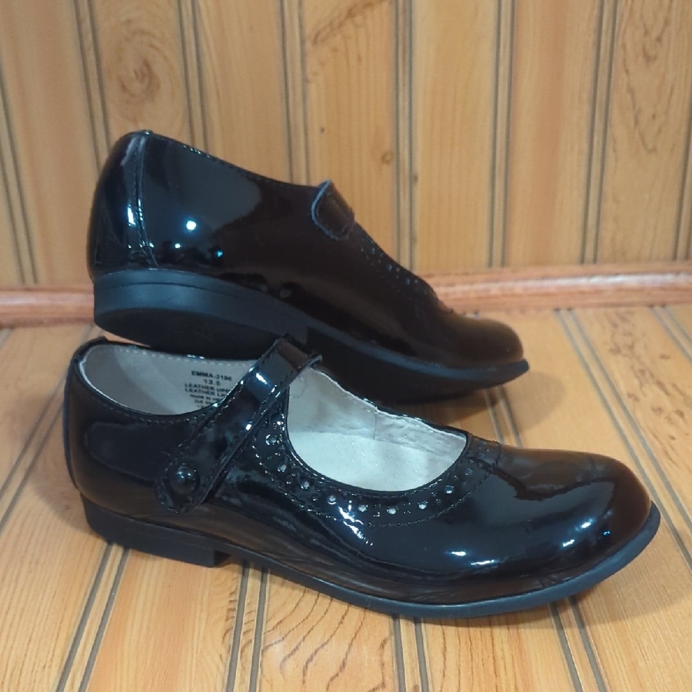 Footmates Little Girls Black Patent Leather Mary Jane Shoes - Size 13.5